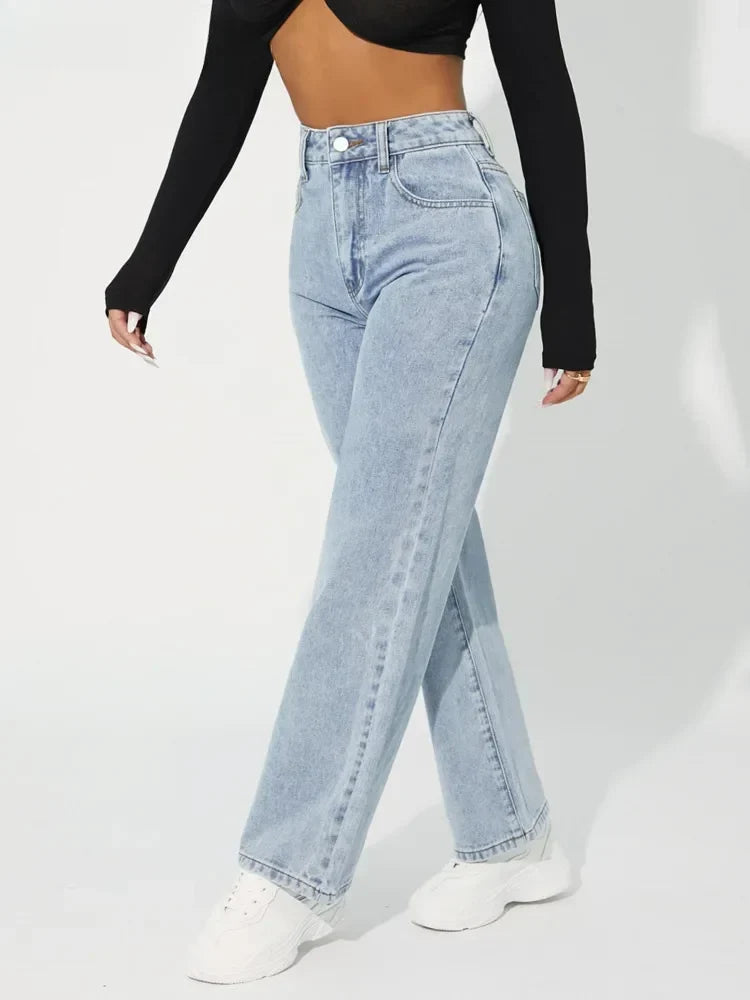 Women's High Waisted Straight Leg Jeans