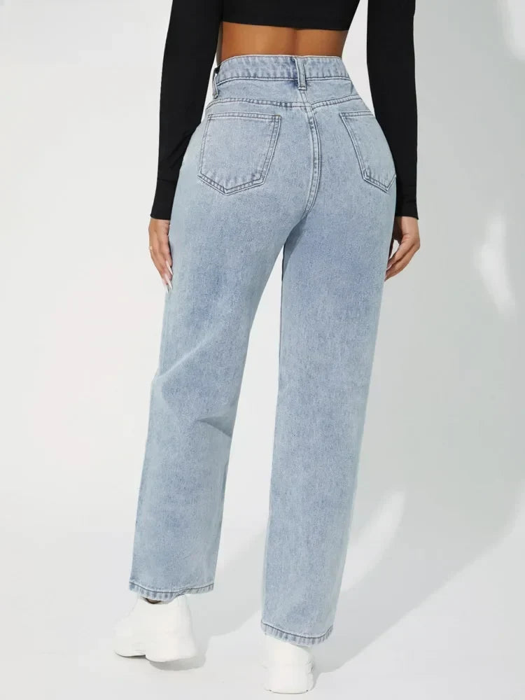 Women's High Waisted Straight Leg Jeans