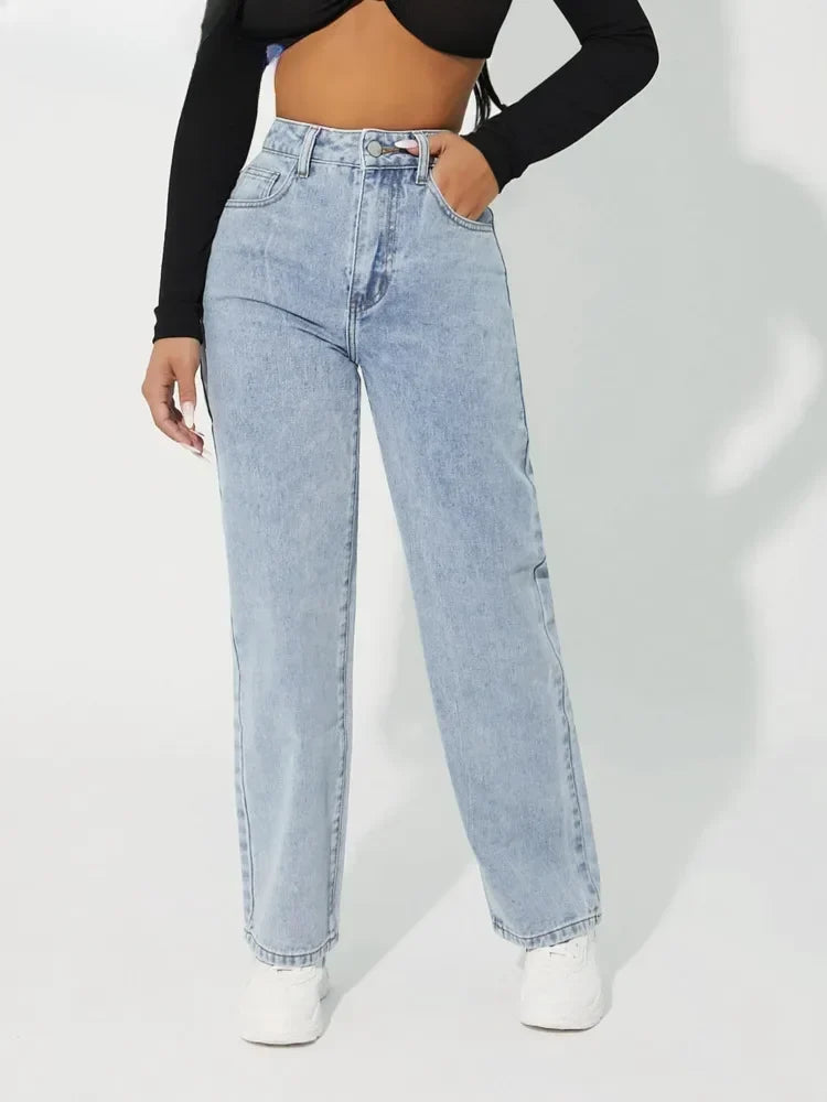 Women's High Waisted Straight Leg Jeans