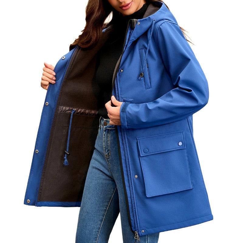 Women's Hooded Zip-Up Multi-Pocket Utility Jacket