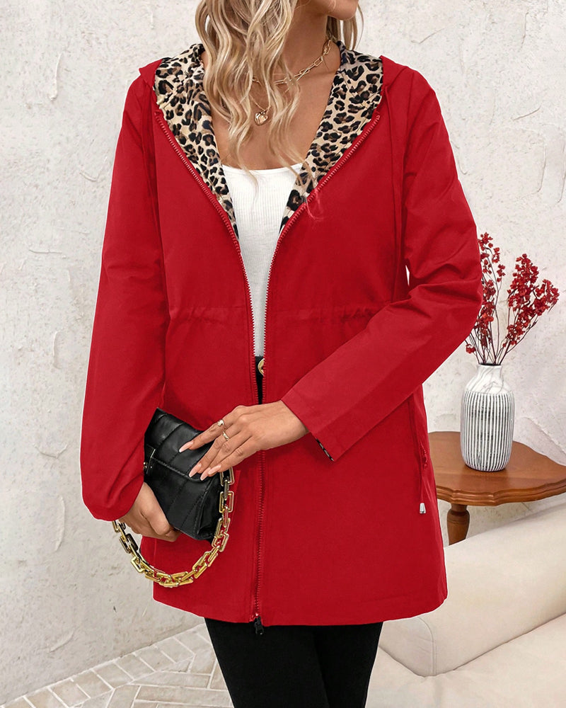 Women's Leopard Print Open-Front Coat
