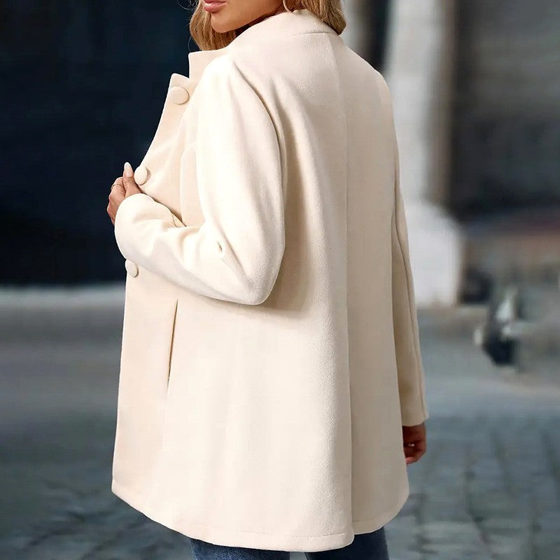 Women's Mandarin Collar Button-Front Winter Coat