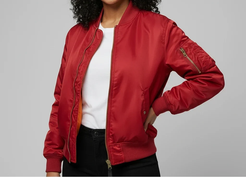 Women's Nylon Zip Pocket MA-1 Bomber Starter Jacket