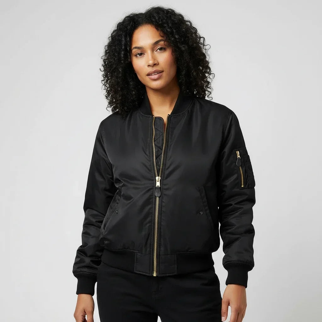 Women's Nylon Zip Pocket MA-1 Bomber Starter Jacket