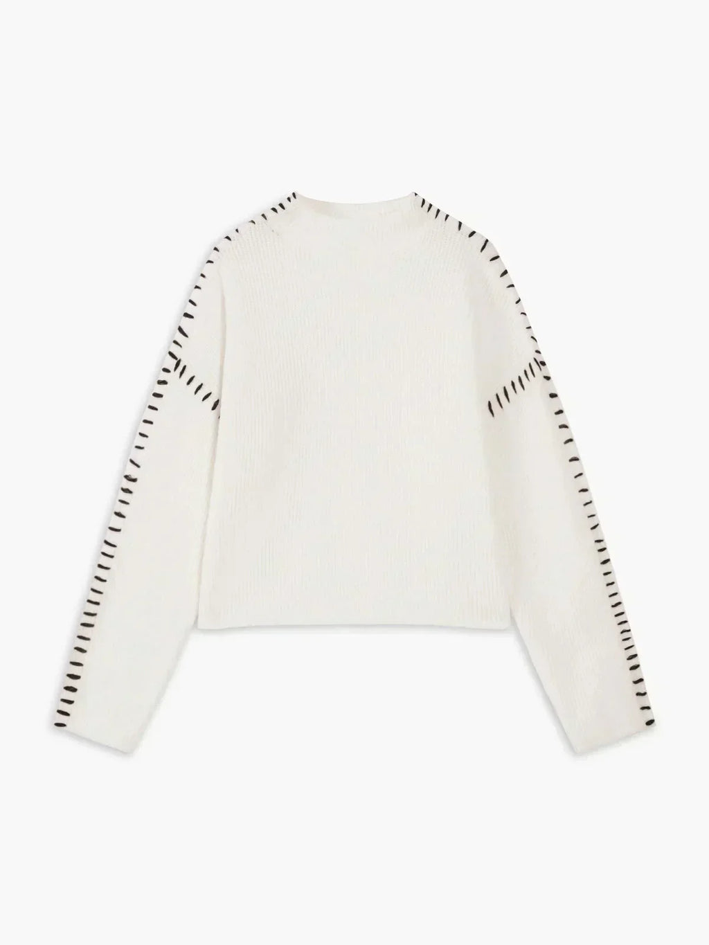 Women's Oversized Mock Neck Sweater with Whipstitch Detail