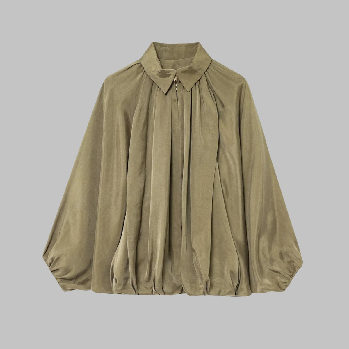 Women's Oversized Puffed Batwing Sleeve Bomber Jacket