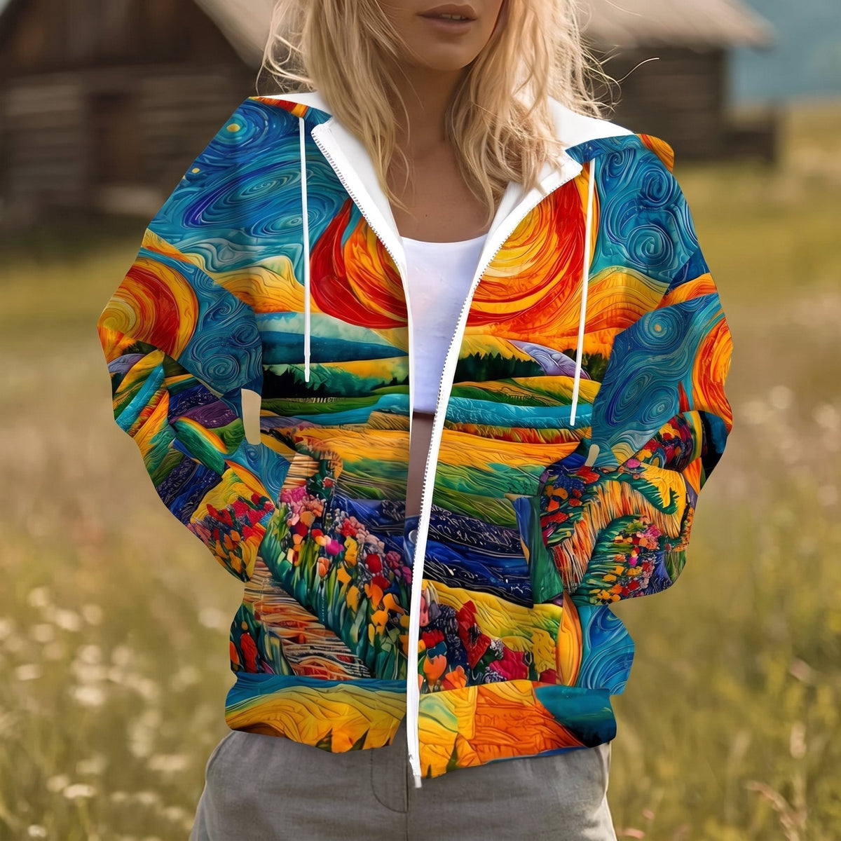 Women's Painterly Zip Hoodie