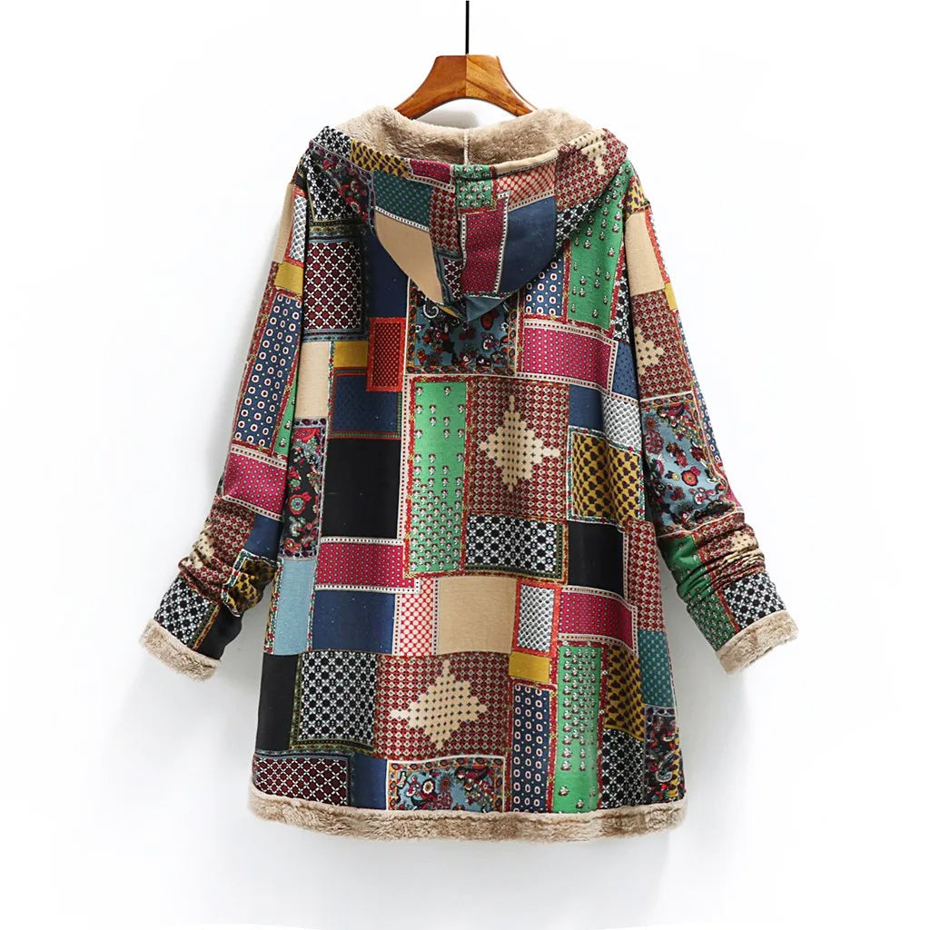 Women's Patchwork Sherpa Hooded Jacket