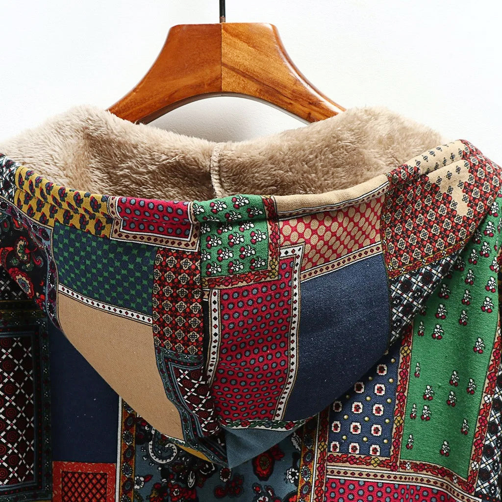 Women's Patchwork Sherpa Hooded Jacket