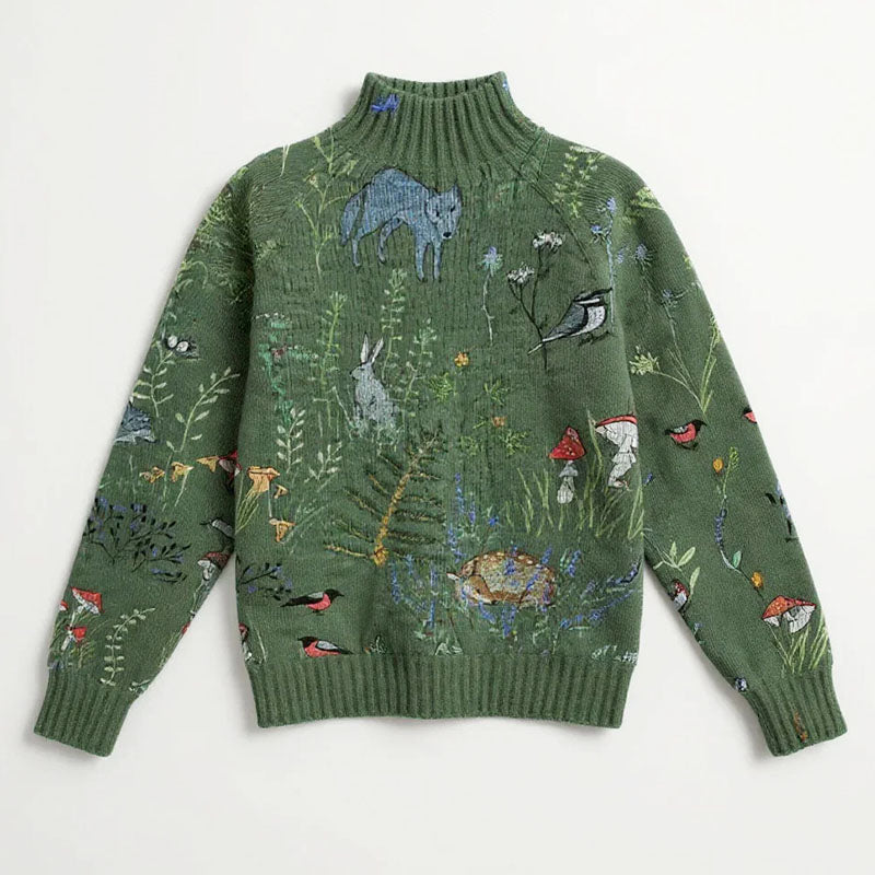 Women's Printed Turtleneck Knit Sweater