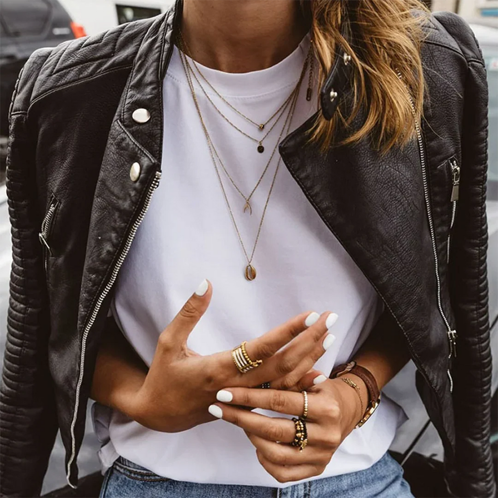 Women's Quilted Biker Leather Jacket