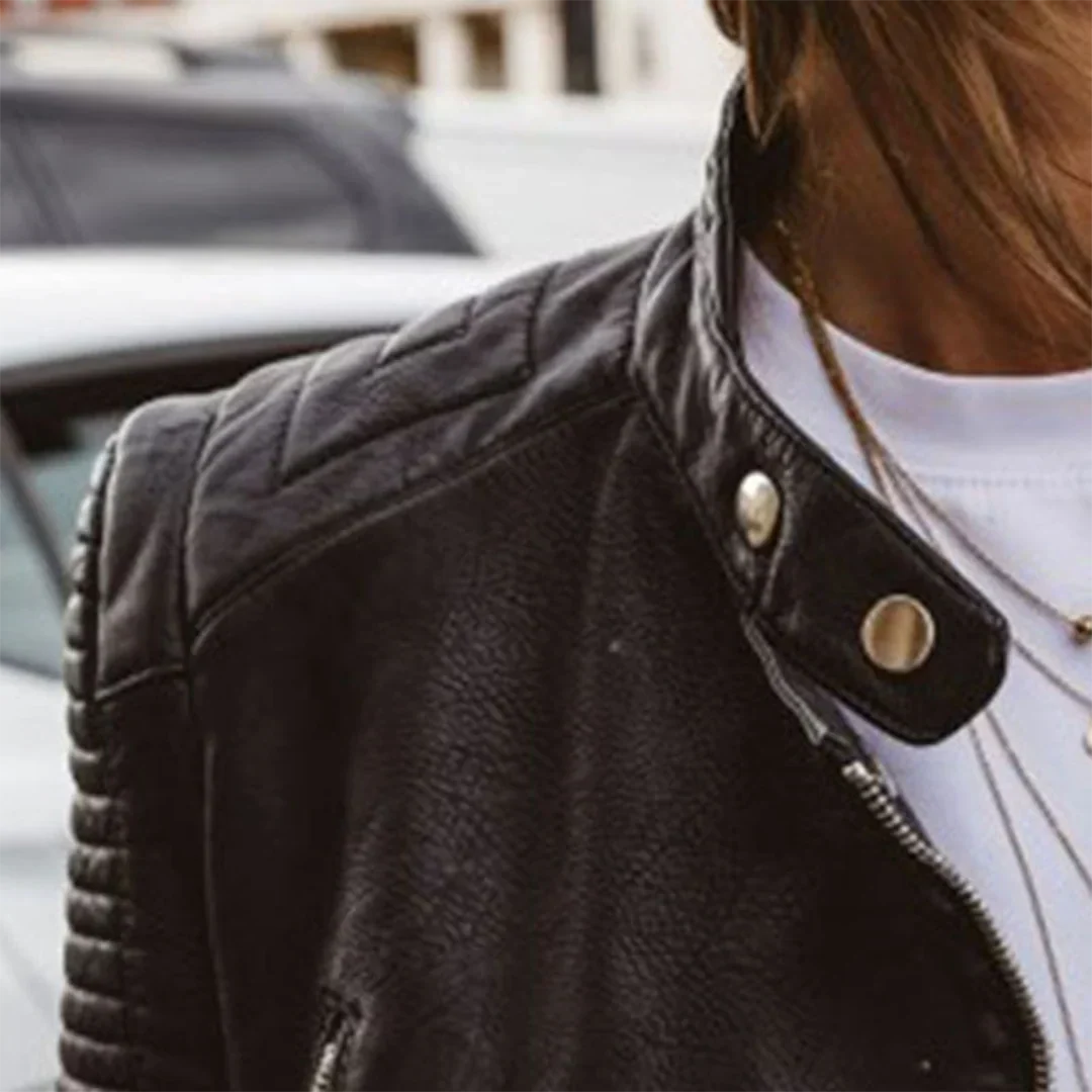 Women's Quilted Biker Leather Jacket