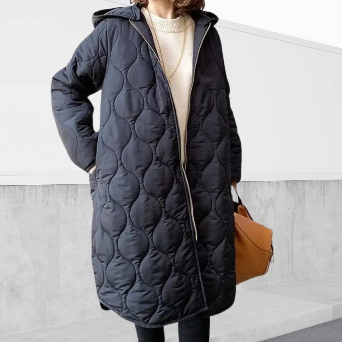 Women's Quilted Hooded Longline Winter Coat