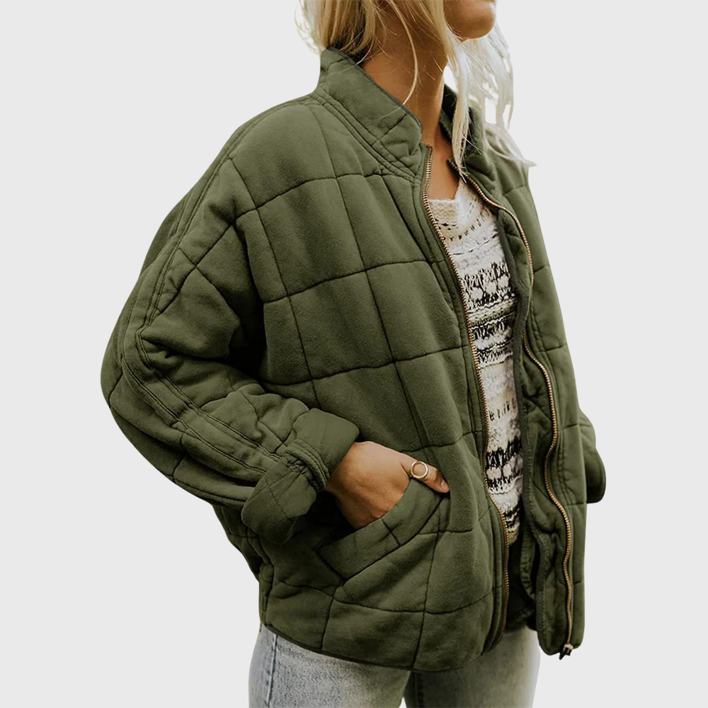 Women's Quilted Puffer Jacket with Mock Neck