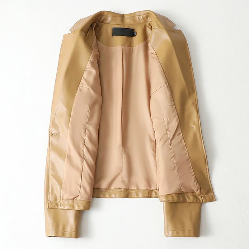 Women's Refined Single-Button Leather Blazer