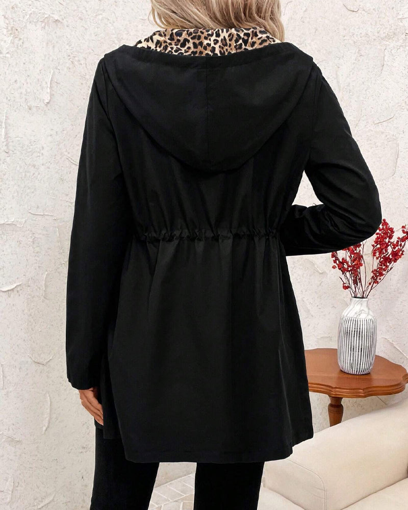 Women's Reversible Zip-Front Coat with Animal Print Lining