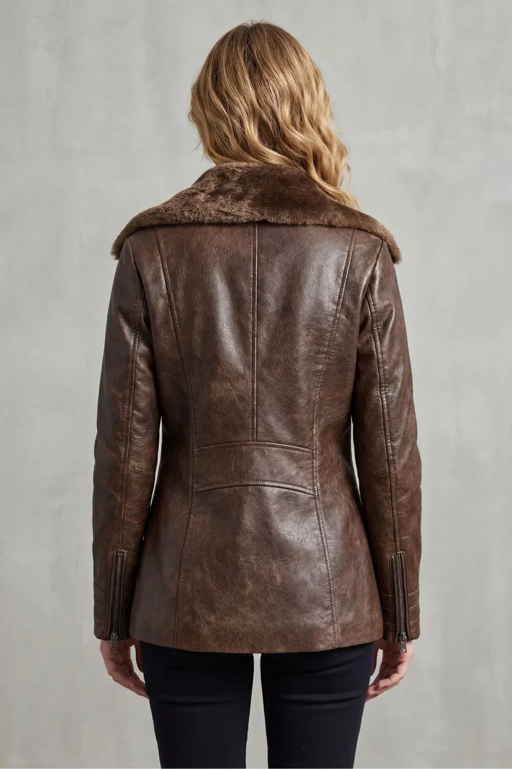 Women's Shearling Lined Brown Leather Jacket