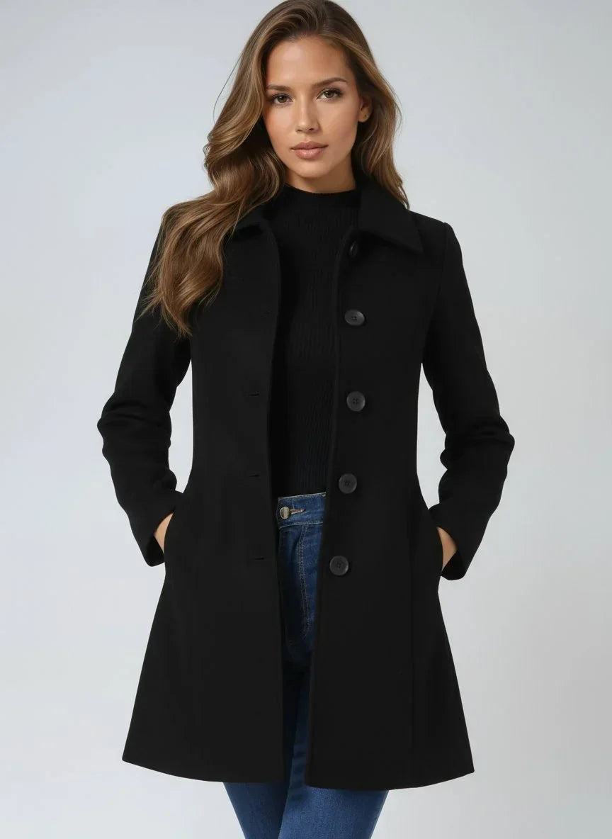 Women's Stylish Winter Coat | Single-Breasted Lapel Design