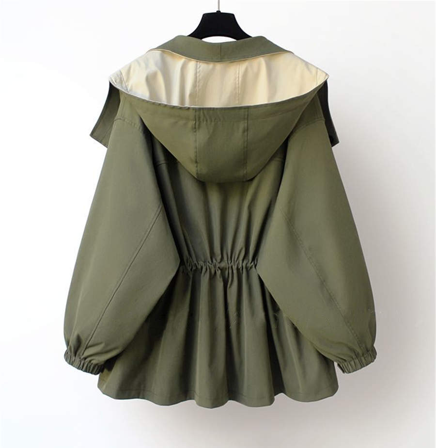 Women's Two-Tone Oversized Trench Coat with Notch Collar