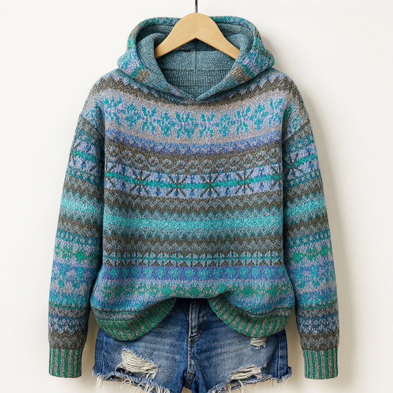 Women's Vintage Fair Isle Knit Hoodie