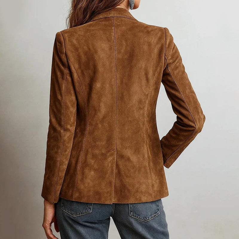Women's Vintage-Inspired Suede Blazer Jacket