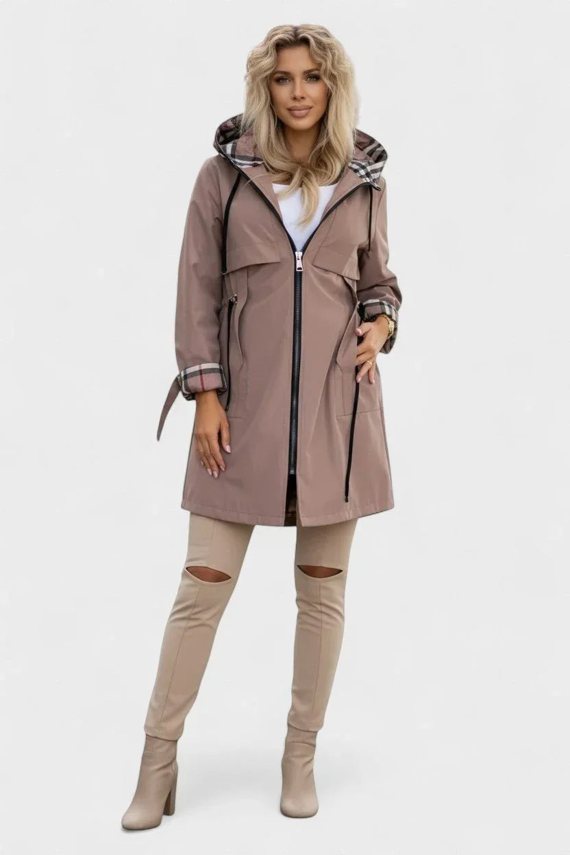Women's Weatherproof Hooded Jacket with Plaid Lining