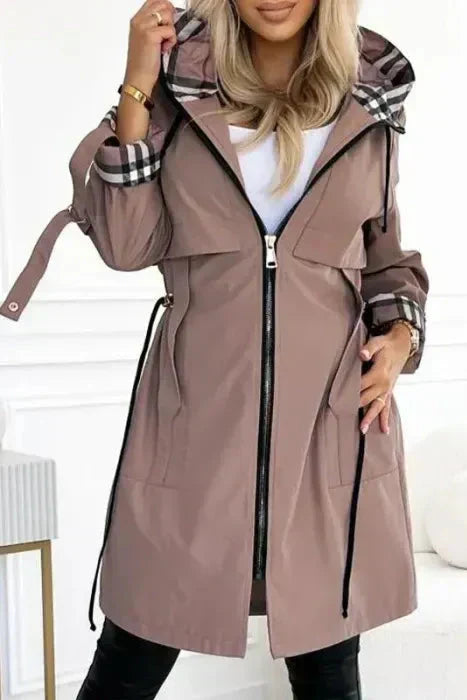 Women's Weatherproof Hooded Jacket with Plaid Lining