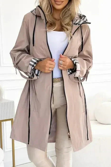 Women's Weatherproof Hooded Jacket with Plaid Lining
