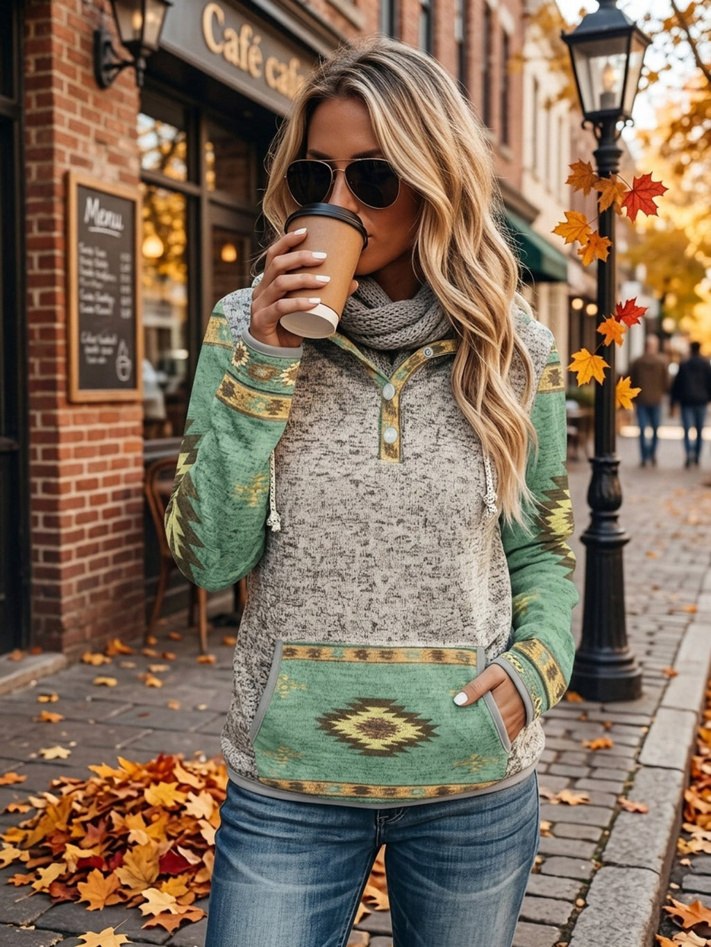 Women's Western-Inspired Snap-Button Hoodie