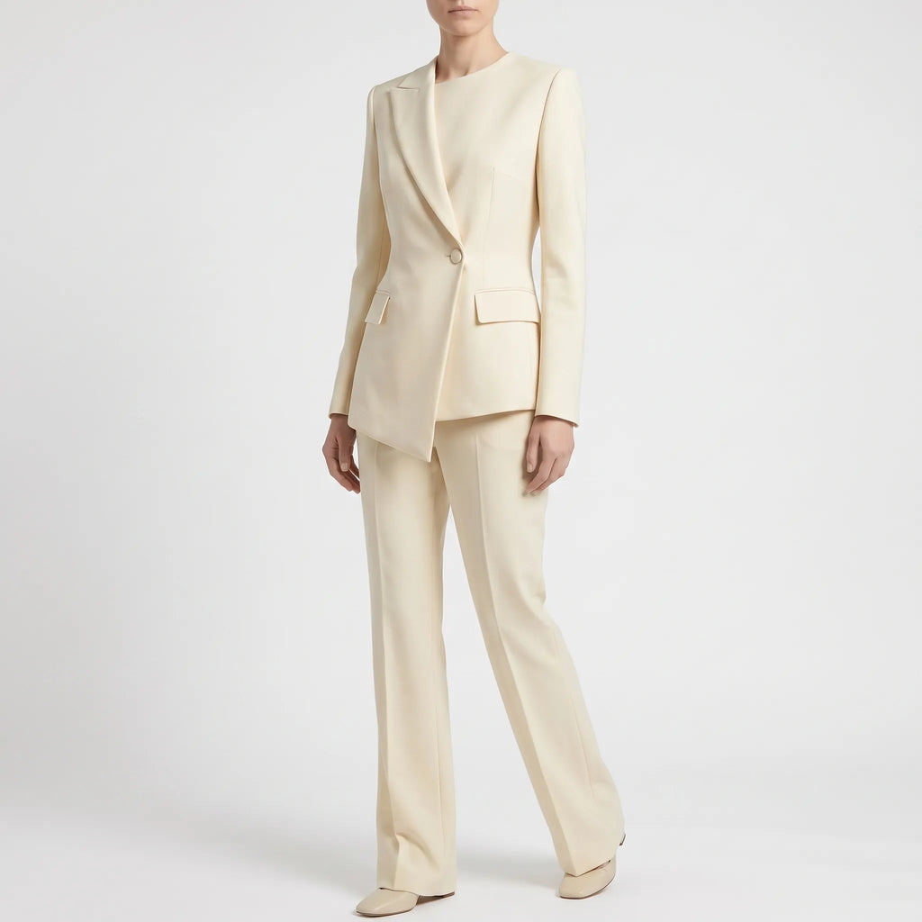 Women's Asymmetric Pant Suit Single Button Blazer