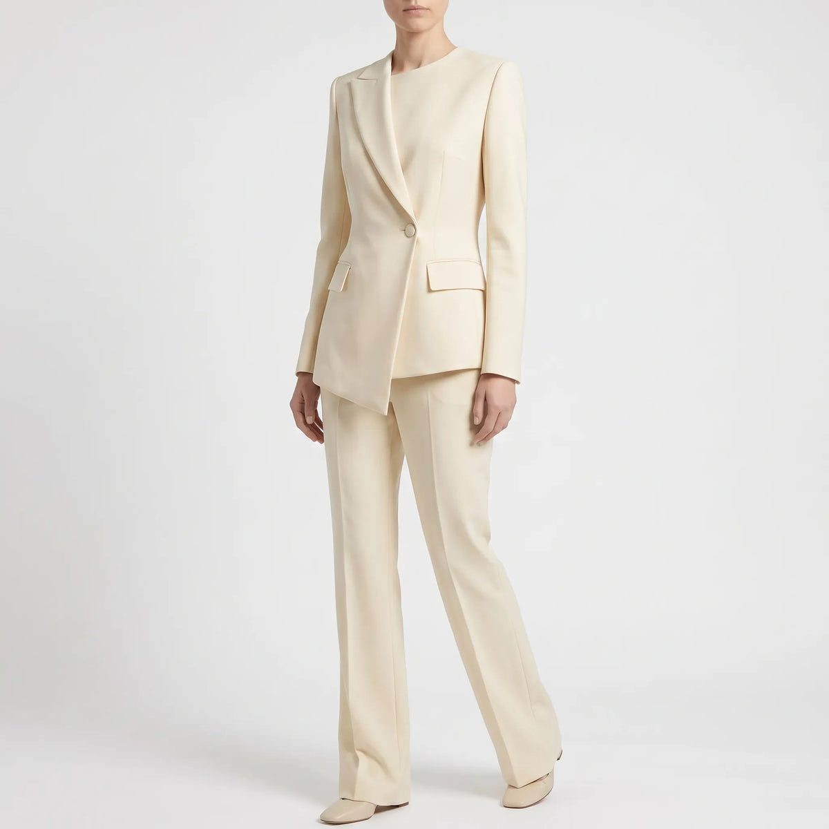 Women's Asymmetric Pant Suit Single Button Blazer
