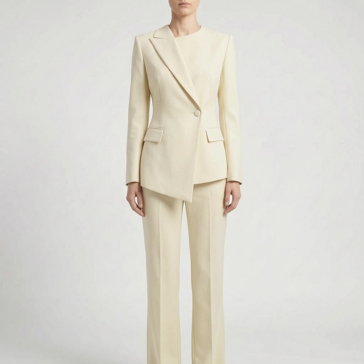 Women's Asymmetric Pant Suit Single Button Blazer