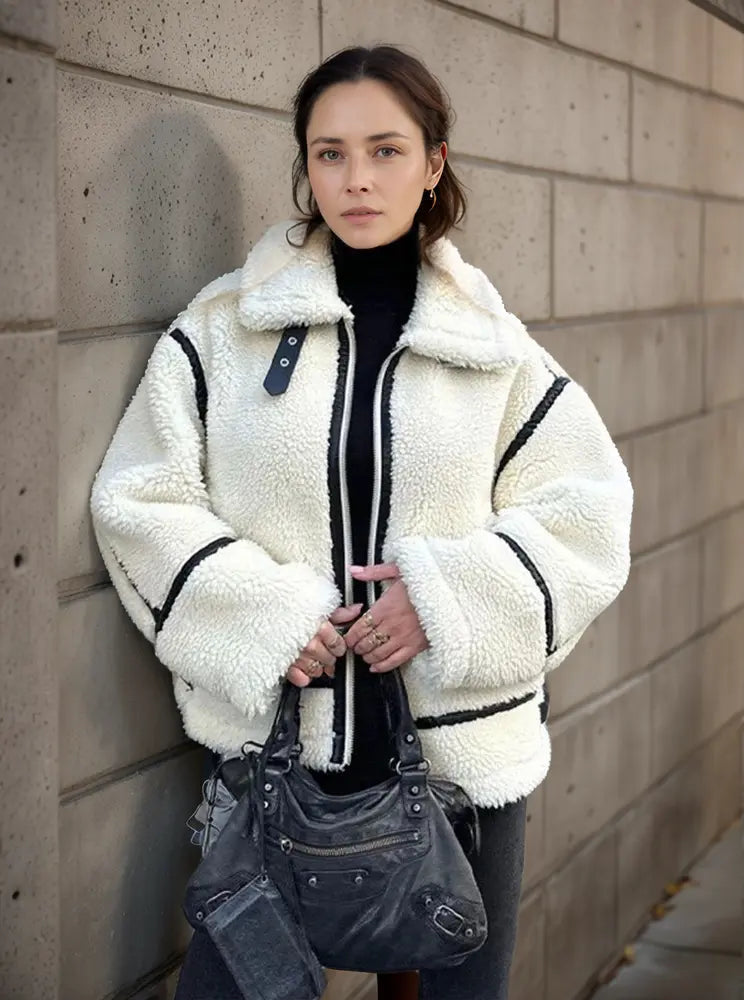 Women's Sherpa Zip-Front Jacket Oversized Fit