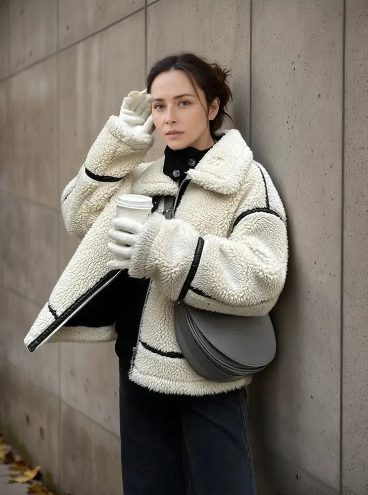 Women's Sherpa Zip-Front Jacket Oversized Fit