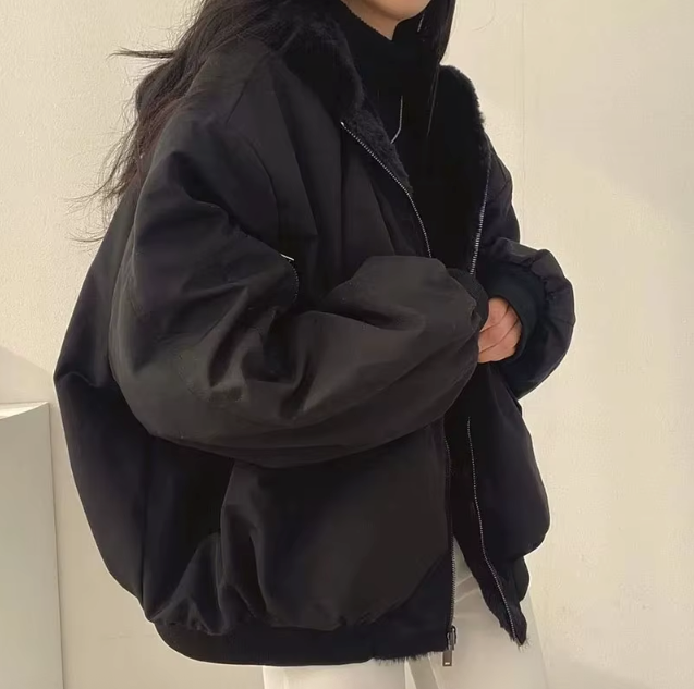 Women's Lined Winter Jacket, Zip Front, Long Sleeves, Bomber Fit