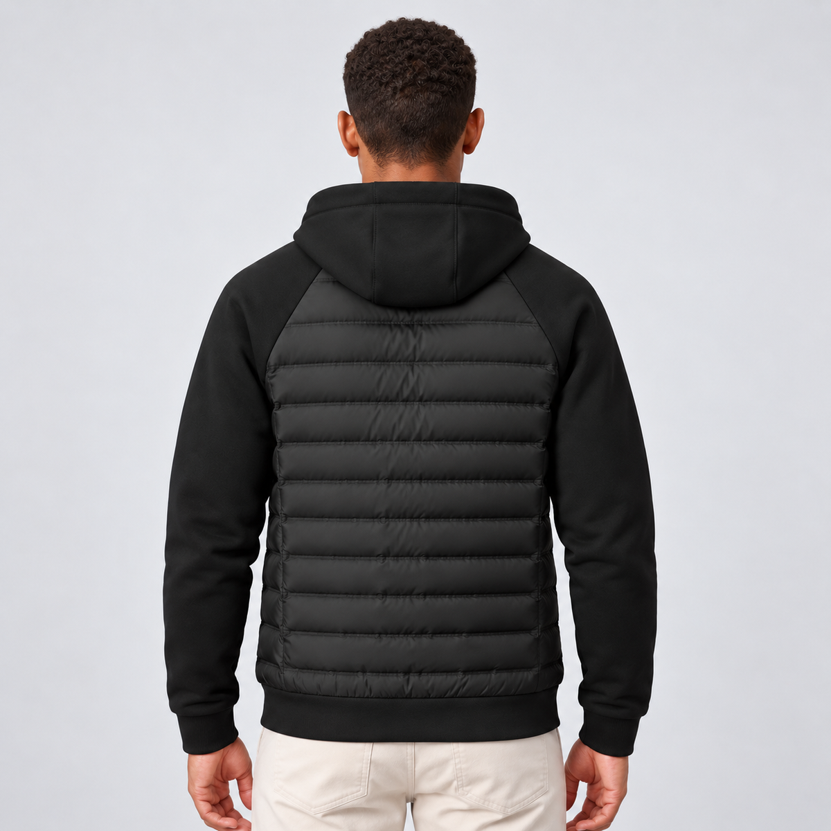 Montarello Men's Hooded Down Jacket with Quilted Panels