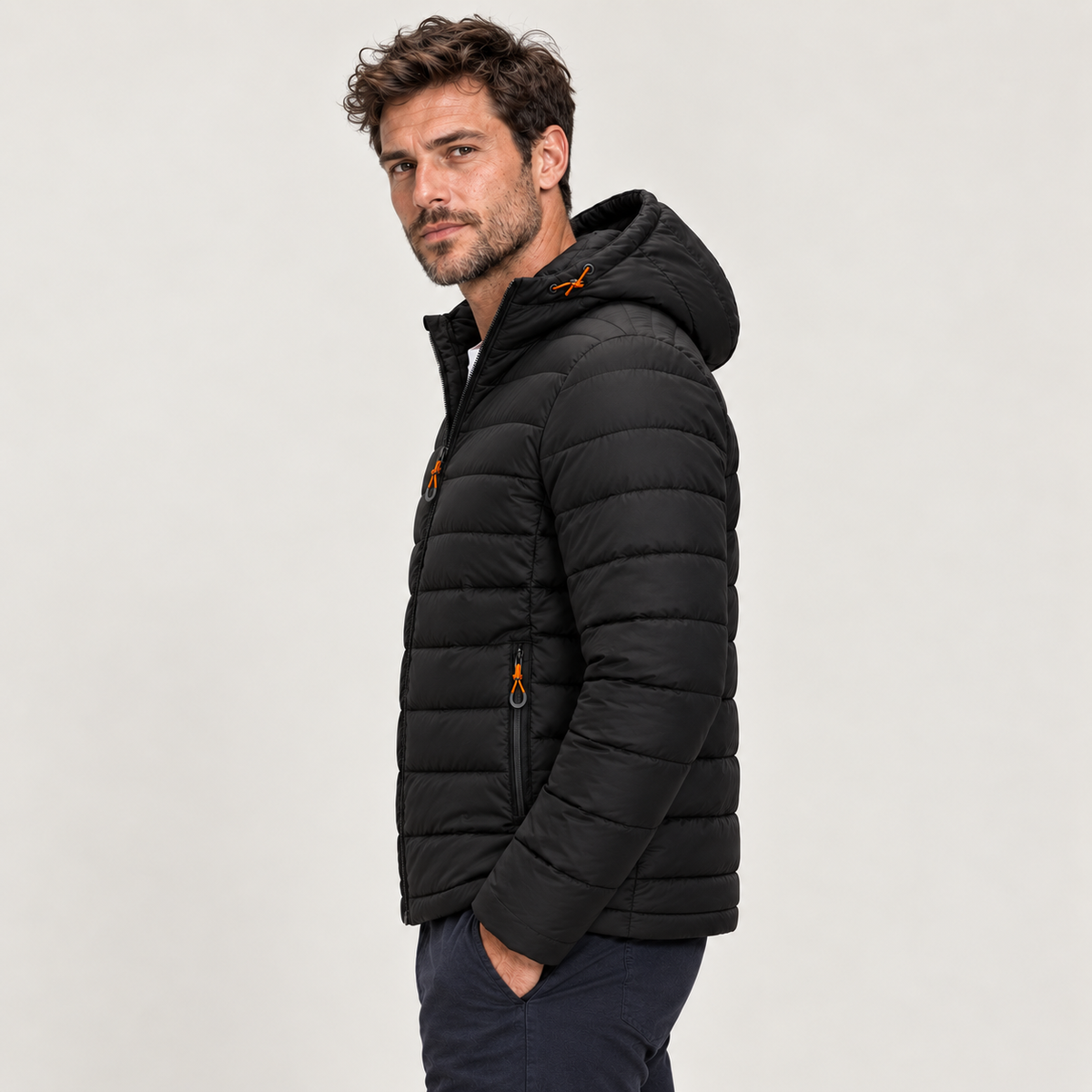 Montarello Men's Jacket Puffer Hooded Quilted Full Zip