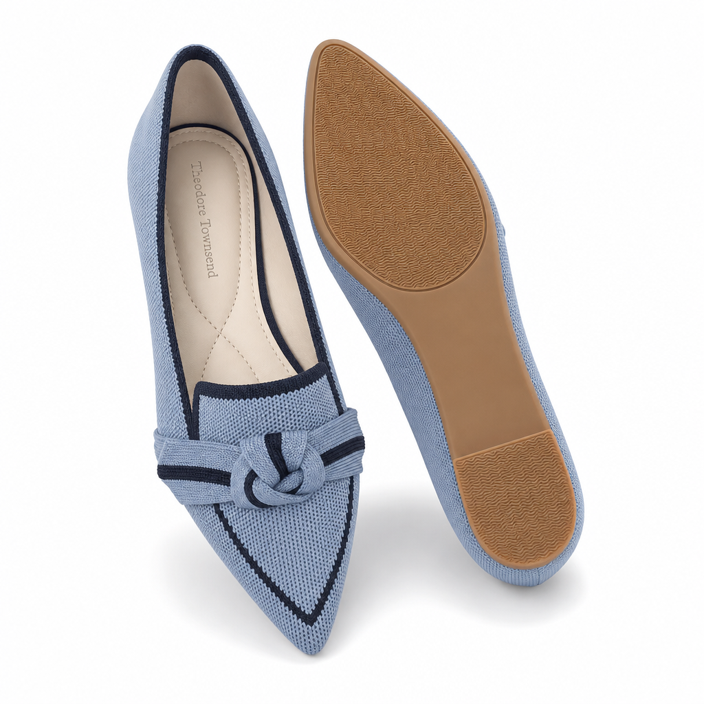 Capri Knit Pointed-Toe Knot Flat