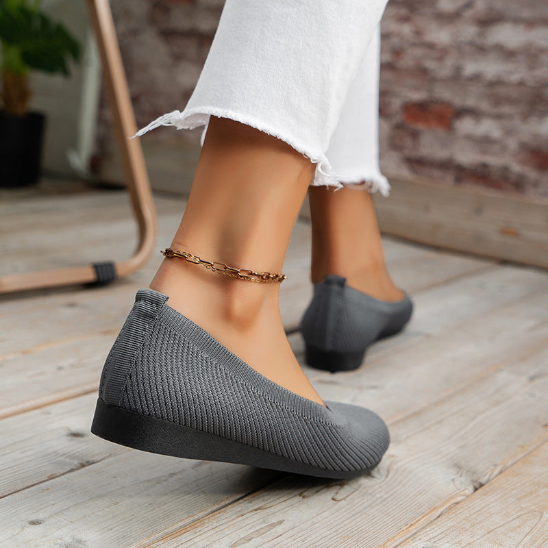 Women's Ribbed Slip-On Flats with Arch Support