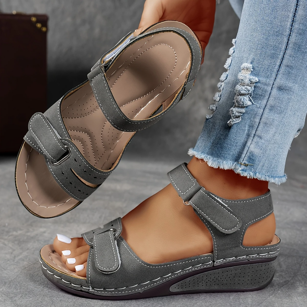 Women's Platform Cushioned Wedge Sandals with Adjustable Strap and Supportive Wedge