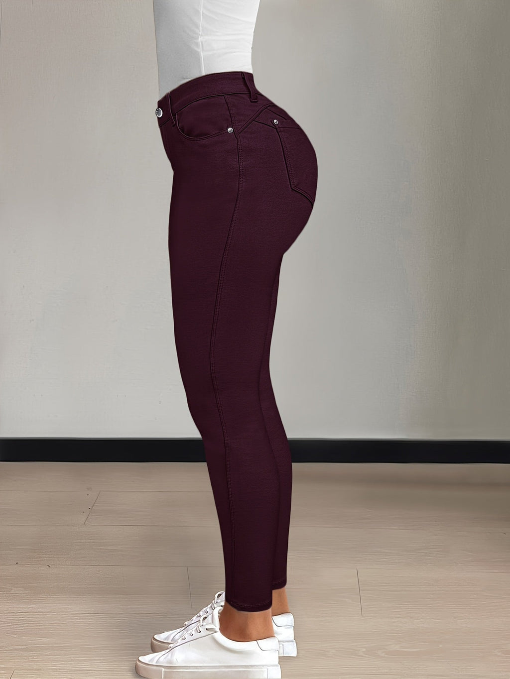 Women's High-Waist Skinny Jeans with Five-Pocket Design
