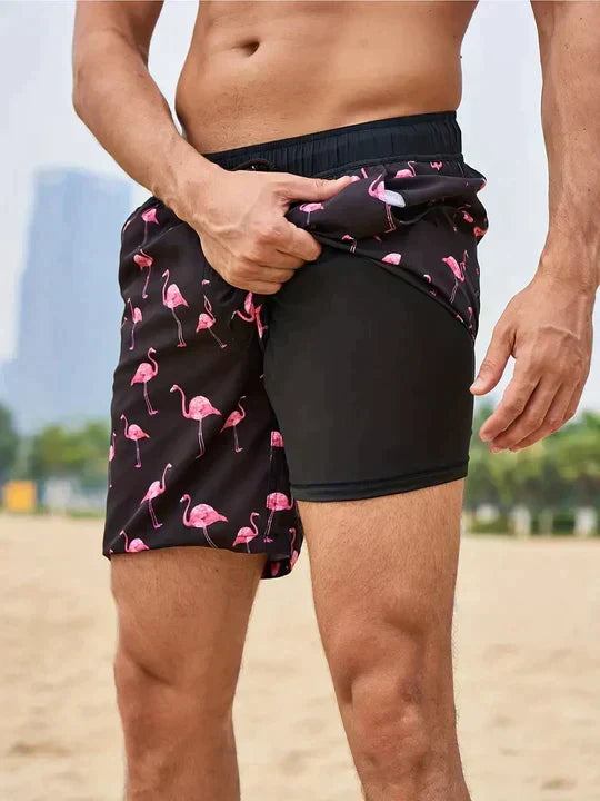 Montarello Men's Compression-Lined Quick-Dry Summer Swim Shorts