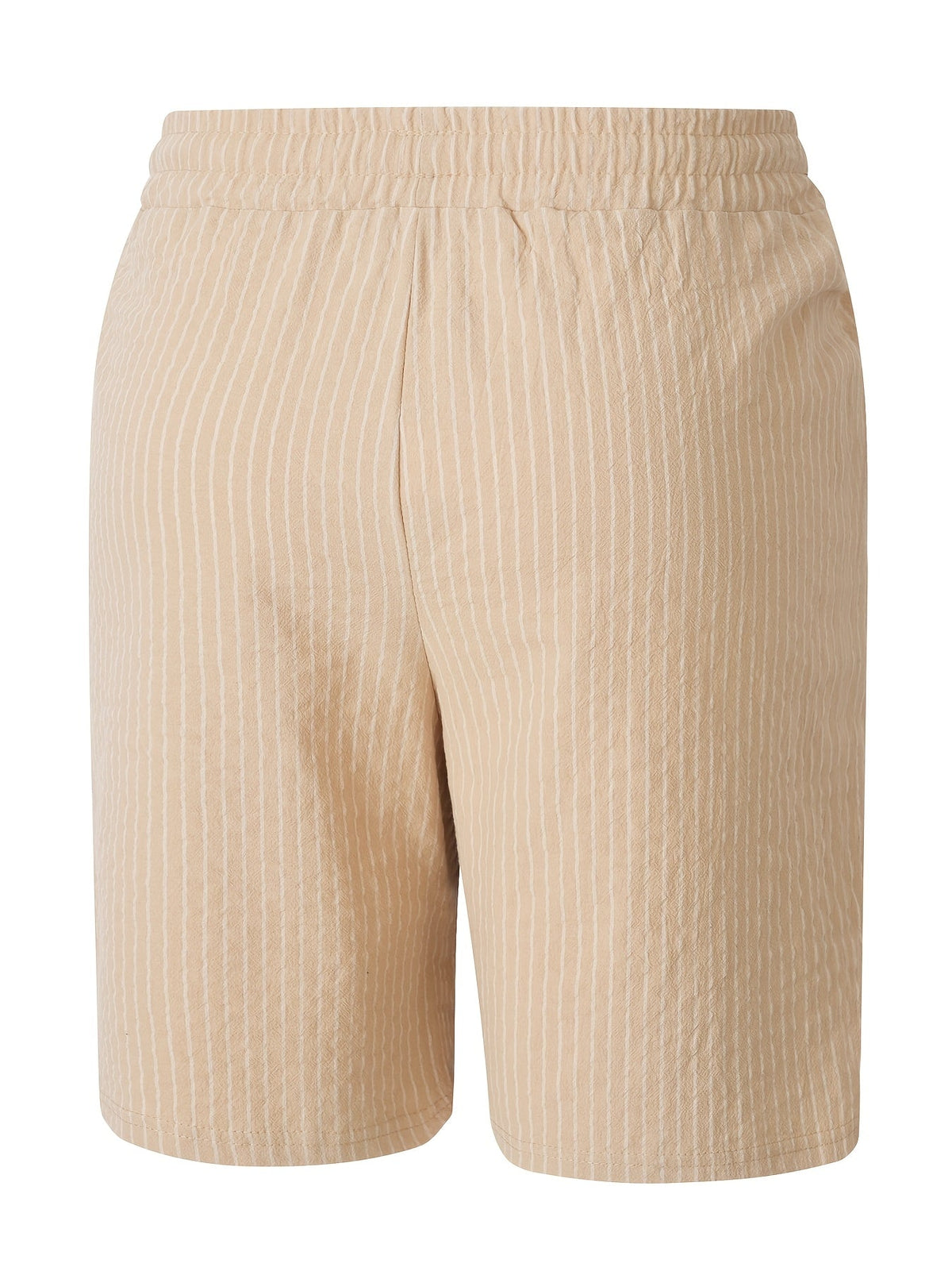 Montarello Men's Striped Linen-Look Drawstring Casual Shorts