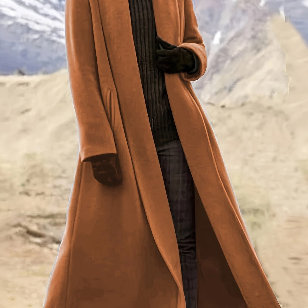 Women's Longline Open Front Coat with Flowing Drape