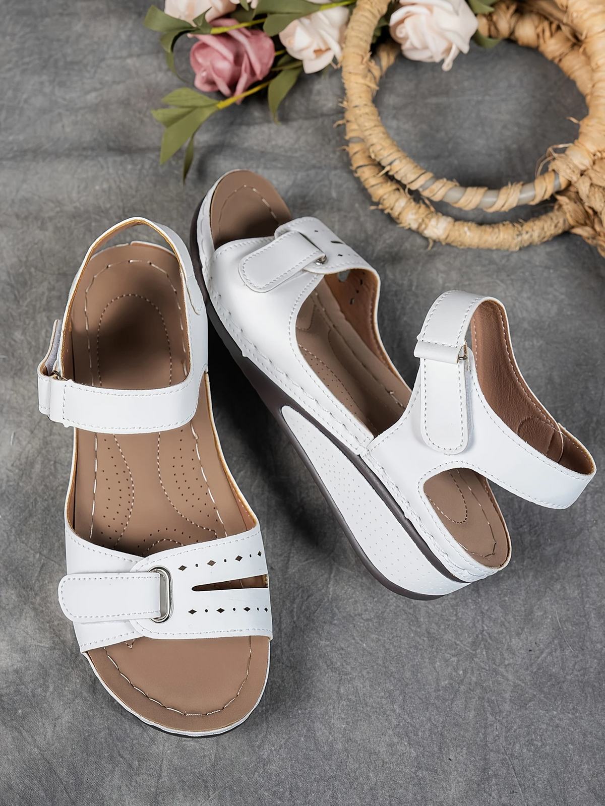 Women's Platform Cushioned Wedge Sandals with Adjustable Strap and Supportive Wedge