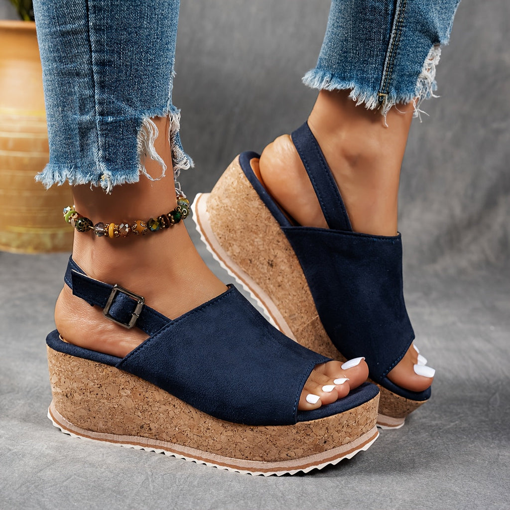 Women's Platform Sandals with Shock-Absorbing Sole and Adjustable Buckle