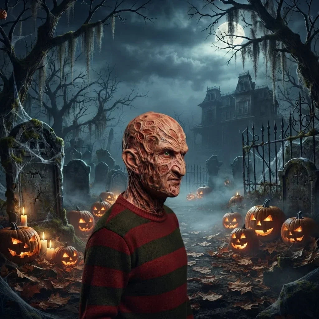 Halloween's Adult Horror Costume Mask | Scarred Design with Gloves