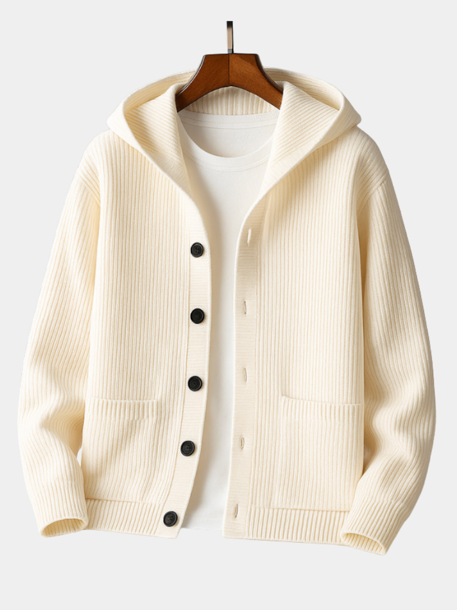 Carlo - Wool Cardigan with Hood