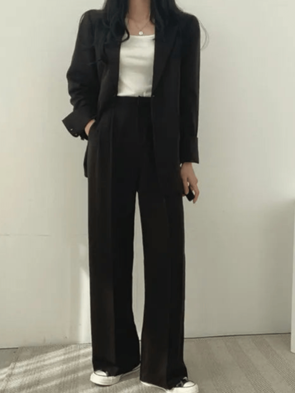 Women's Two-Piece Blazer Suit with Notched Lapel