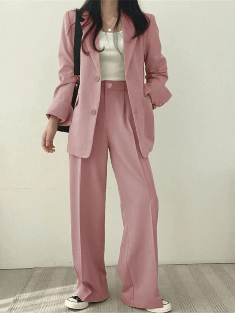 Women's Two-Piece Blazer Suit with Notched Lapel